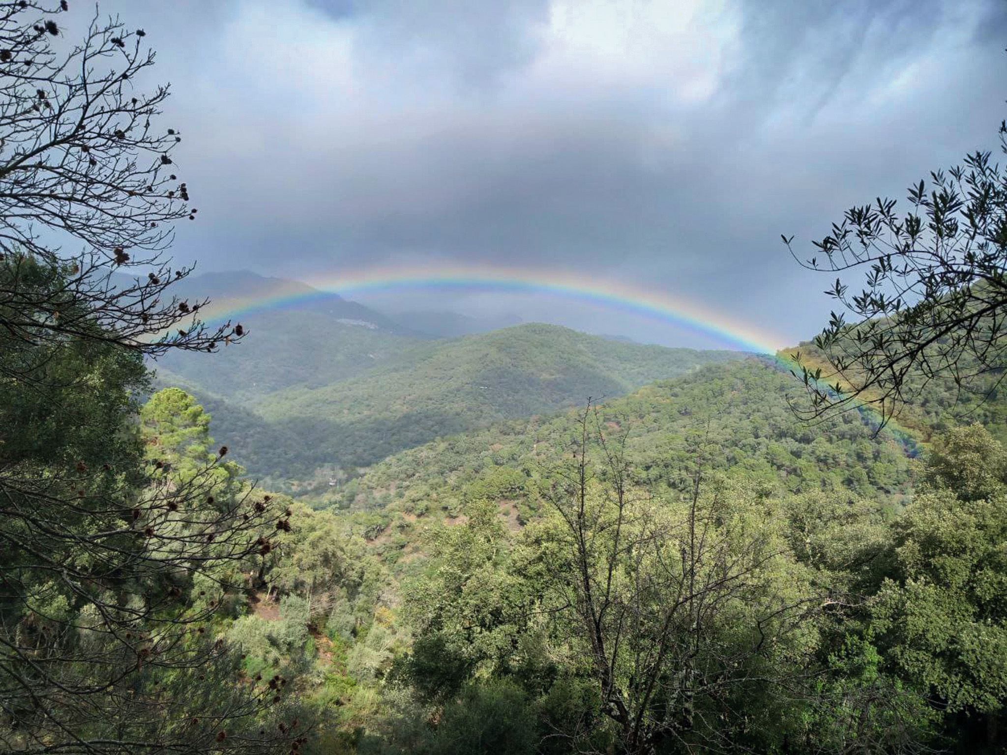 Rainbow over the biodiverse valley of La Baltasara